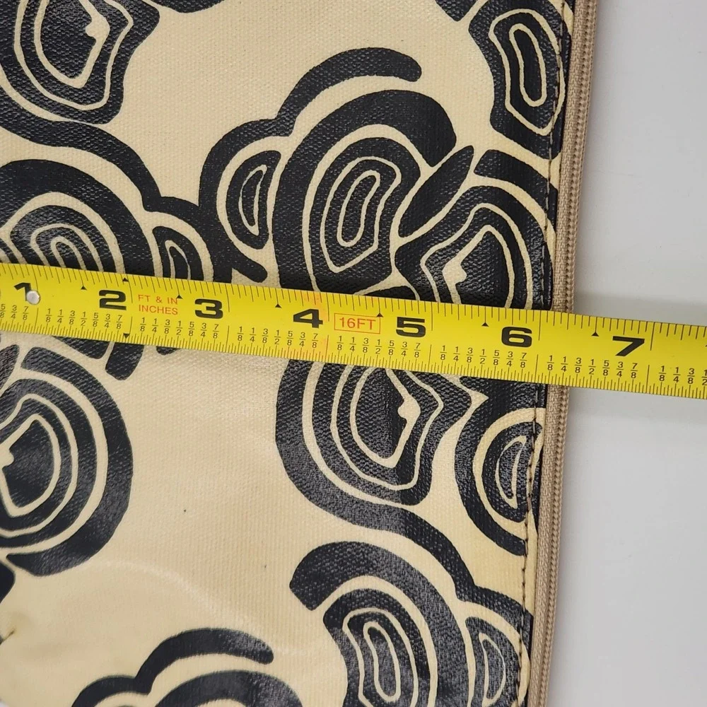 Fossil Key-Per Canvas Cosmetic Bag Zip Pouch‎ Cream Blue Graphic Print
